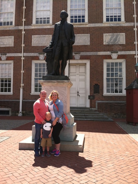 Photo of our family in front of Independence Hall